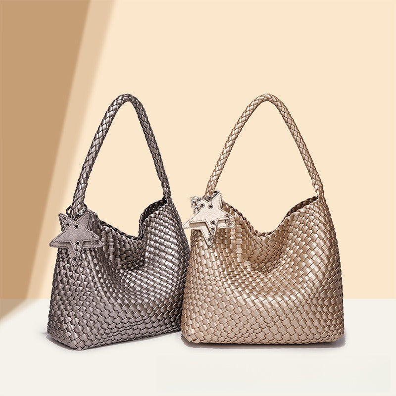 Women’s Metallic Woven Tote Bag