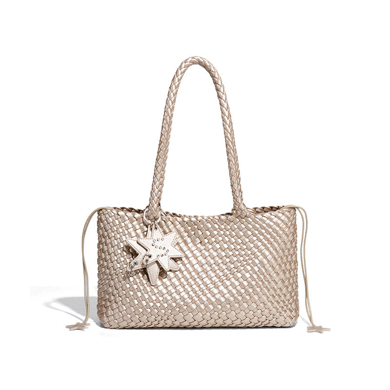 Women’s Metallic Woven Tote Bag