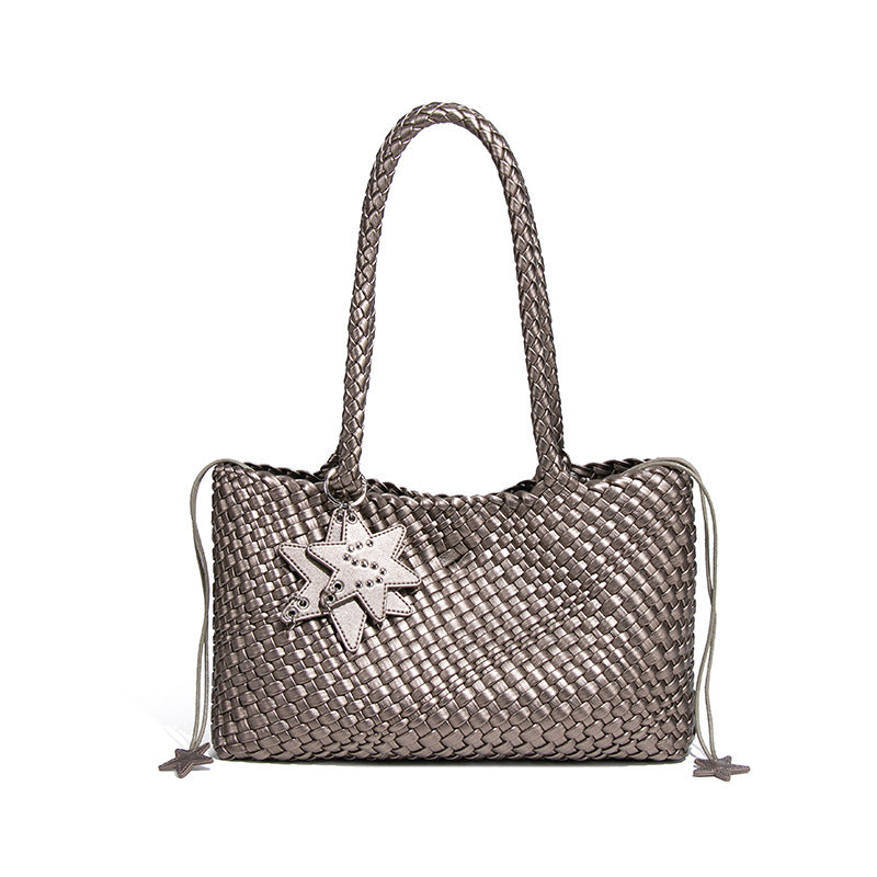 Women’s Metallic Woven Tote Bag