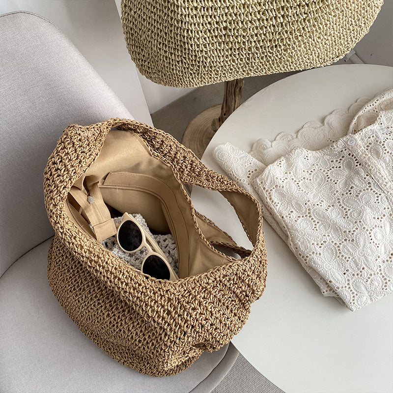 Women’s Woven Straw Beach Tote Bag
