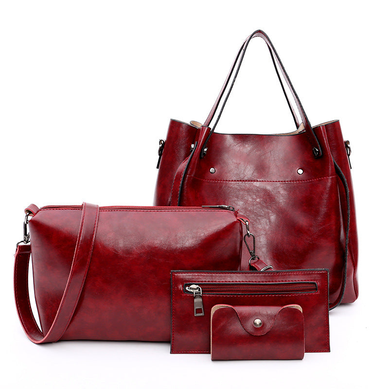 Women’s 4-Piece PU Bucket Bag Set