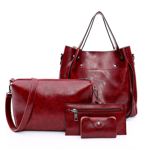 Women’s 4-Piece PU Bucket Bag Set